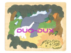 Azjatyckie zwierzęta - puzzle dwuwarstwowe