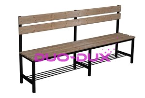 Ławka Premium z oparciem, listwy dł. 1800mm z półką na buty