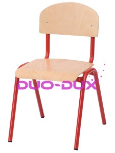 Krzesło NUMI wys. 31 cm, czerwone z plastikowymi ślizgaczami