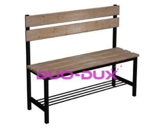 Ławka Premium z oparciem, listwy dł. 1200mm z półką na buty